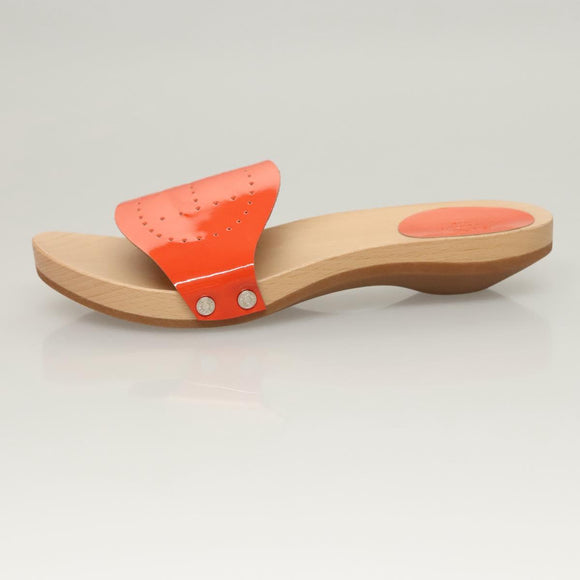 HERMES Sandals Patent leather Orange Auth 126351