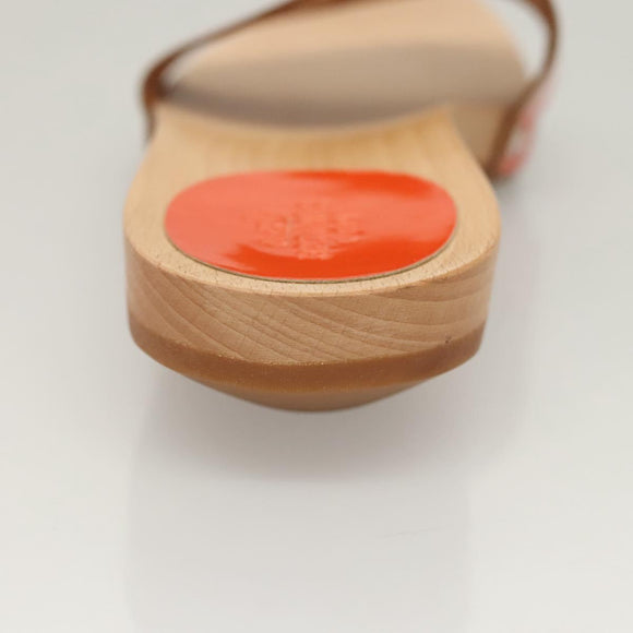 HERMES Sandals Patent leather Orange Auth 126351