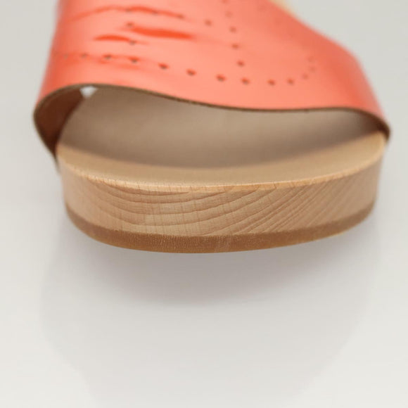 HERMES Sandals Patent leather Orange Auth 126351