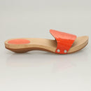 HERMES Sandals Patent leather Orange Auth 126351-4