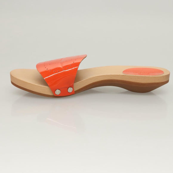 HERMES Sandals Patent leather Orange Auth 126351