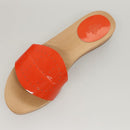 HERMES Sandals Patent leather Orange Auth 126351-6