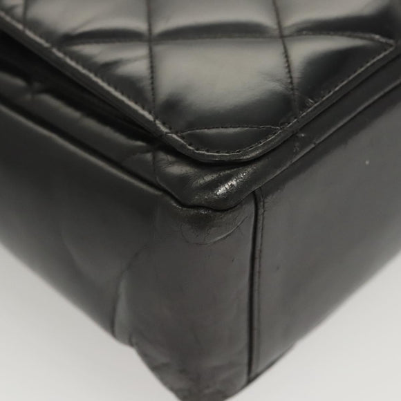 CHANEL Matelasse Chain Shoulder Bag Enamel Black Gold CC Auth 126363