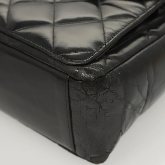 CHANEL Matelasse Chain Shoulder Bag Enamel Black Gold CC Auth 126363