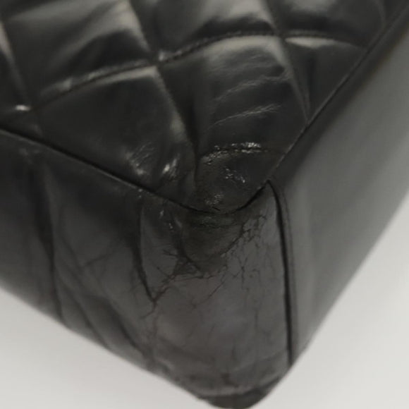 CHANEL Matelasse Chain Shoulder Bag Enamel Black Gold CC Auth 126363