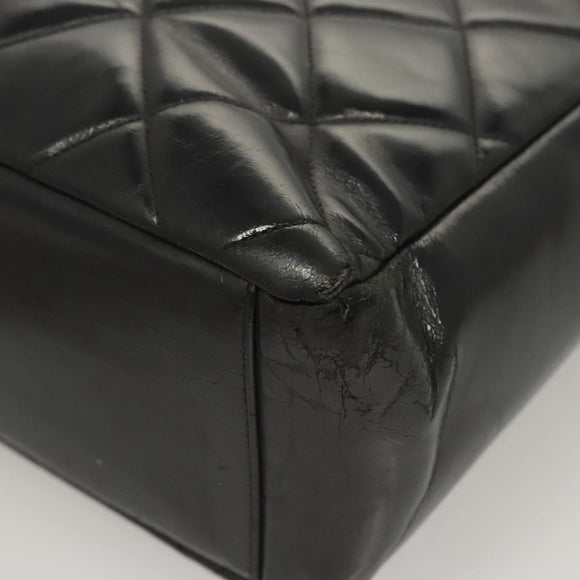 CHANEL Matelasse Chain Shoulder Bag Enamel Black Gold CC Auth 126363