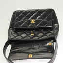 CHANEL Matelasse Chain Shoulder Bag Enamel Black Gold CC Auth 126363-9
