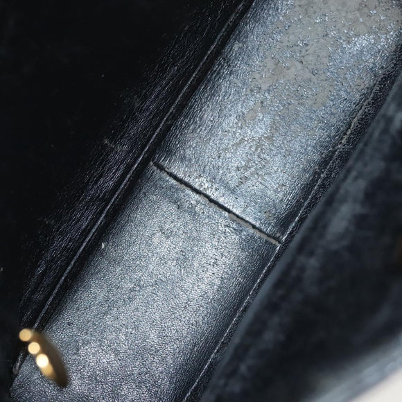 CHANEL Matelasse Chain Shoulder Bag Enamel Black Gold CC Auth 126363