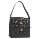 CHANEL Matelasse Chain Shoulder Bag Enamel Black Gold CC Auth 126363-1