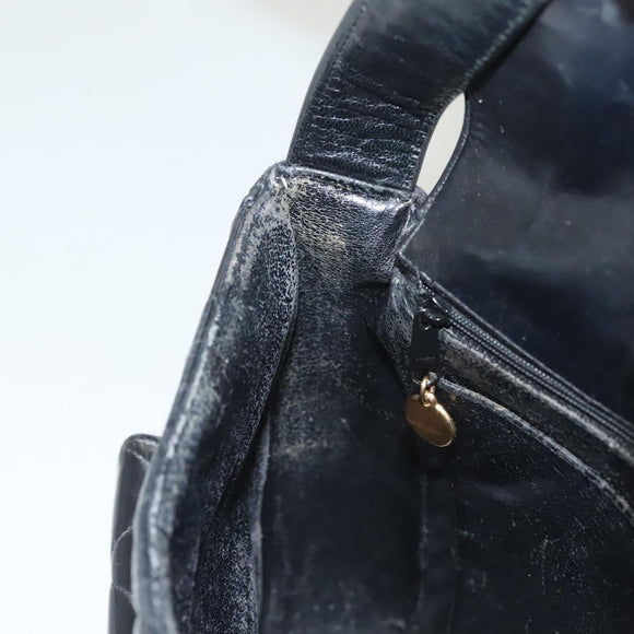 CHANEL Matelasse Chain Shoulder Bag Enamel Black Gold CC Auth 126363