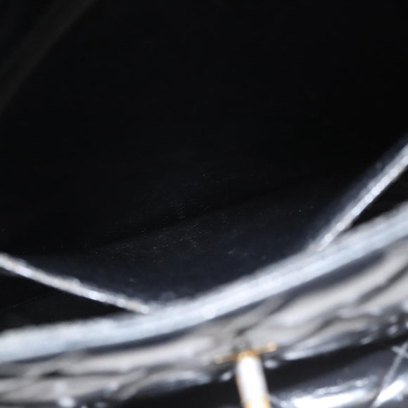 CHANEL Matelasse Chain Shoulder Bag Enamel Black Gold CC Auth 126363