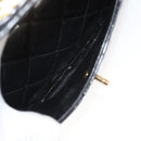 CHANEL Matelasse Chain Shoulder Bag Enamel Black Gold CC Auth 126363-25