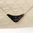 CHANEL Matelasse Shoulder Bag Lamb Skin White CC Auth 126364-18