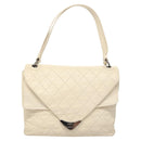 CHANEL Matelasse Shoulder Bag Lamb Skin White CC Auth 126364-13