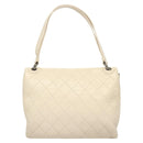 CHANEL Matelasse Shoulder Bag Lamb Skin White CC Auth 126364-2