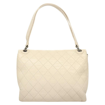 CHANEL Matelasse Shoulder Bag Lamb Skin White CC Auth 126364 - 0