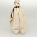 CHANEL Matelasse Shoulder Bag Lamb Skin White CC Auth 126364-3