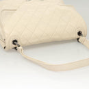 CHANEL Matelasse Shoulder Bag Lamb Skin White CC Auth 126364-6