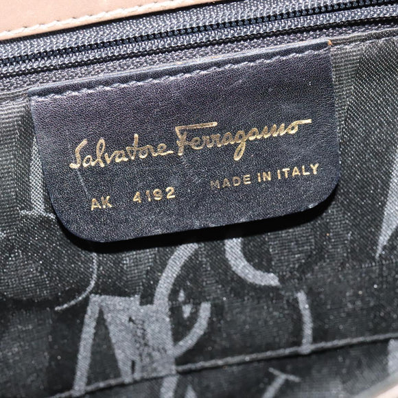 Salvatore Ferragamo Gancini Hand Bag Leather 2way Brown Gold Auth 126367