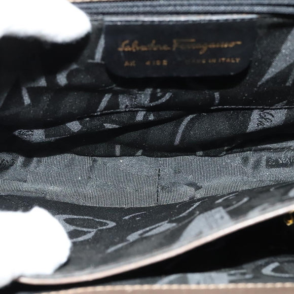 Salvatore Ferragamo Gancini Hand Bag Leather 2way Brown Gold Auth 126367