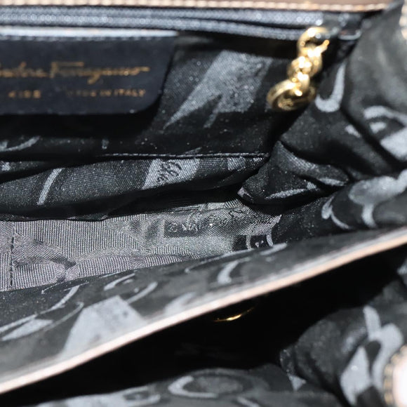 Salvatore Ferragamo Gancini Hand Bag Leather 2way Brown Gold Auth 126367