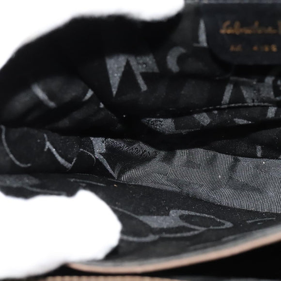 Salvatore Ferragamo Gancini Hand Bag Leather 2way Brown Gold Auth 126367