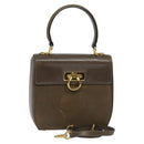 Salvatore Ferragamo Gancini Hand Bag Leather 2way Brown Gold Auth 126367-1