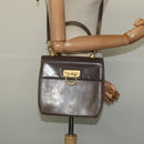 Salvatore Ferragamo Gancini Hand Bag Leather 2way Brown Gold Auth 126367-23