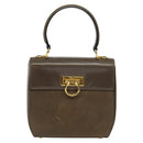 Salvatore Ferragamo Gancini Hand Bag Leather 2way Brown Gold Auth 126367-13