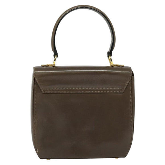 Salvatore Ferragamo Gancini Hand Bag Leather 2way Brown Gold Auth 126367