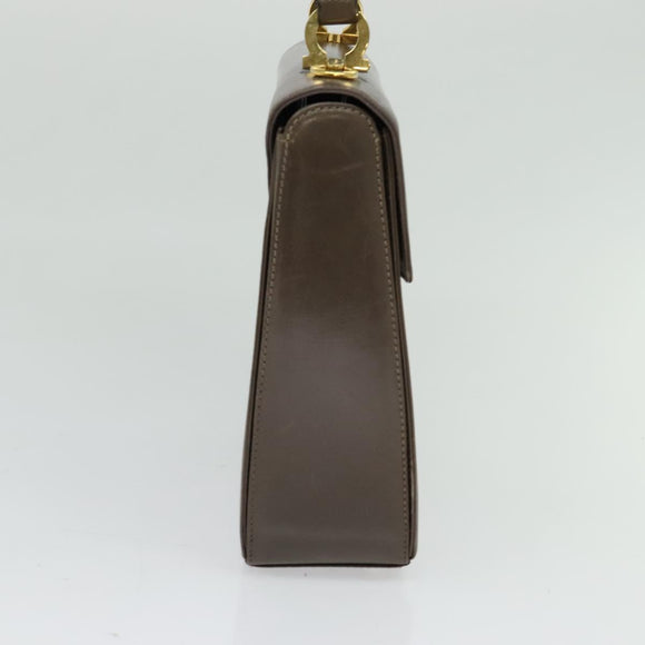 Salvatore Ferragamo Gancini Hand Bag Leather 2way Brown Gold Auth 126367