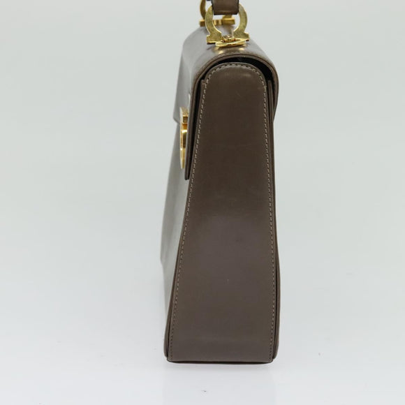 Salvatore Ferragamo Gancini Hand Bag Leather 2way Brown Gold Auth 126367