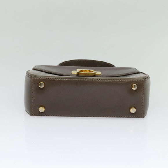 Salvatore Ferragamo Gancini Hand Bag Leather 2way Brown Gold Auth 126367