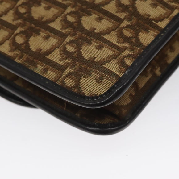 Christian Dior Trotter Canvas Shoulder Bag Brown Gold Auth 126371