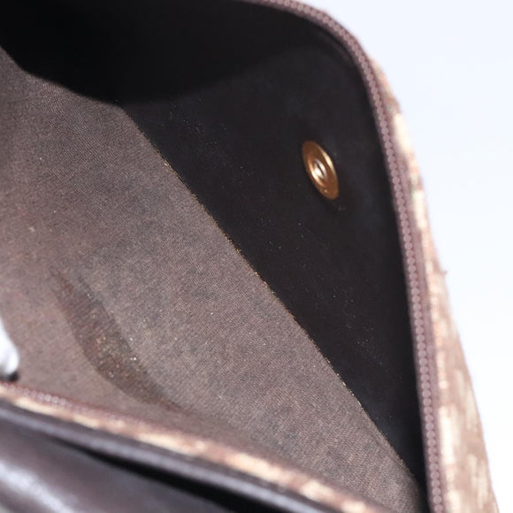 Christian Dior Trotter Canvas Shoulder Bag Brown Gold Auth 126371