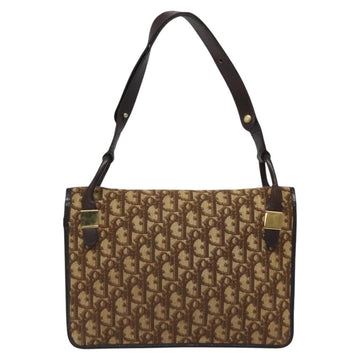Christian Dior Trotter Canvas Shoulder Bag Brown Gold Auth 126371 - 0