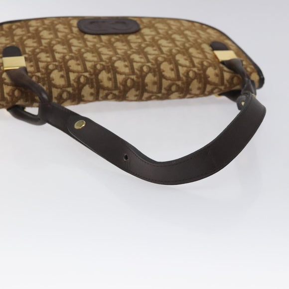 Christian Dior Trotter Canvas Shoulder Bag Brown Gold Auth 126371