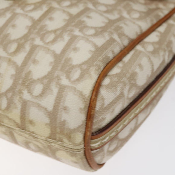 Christian Dior Trotter Canvas Romantic Bag PVC Beige Silver Auth 126372A