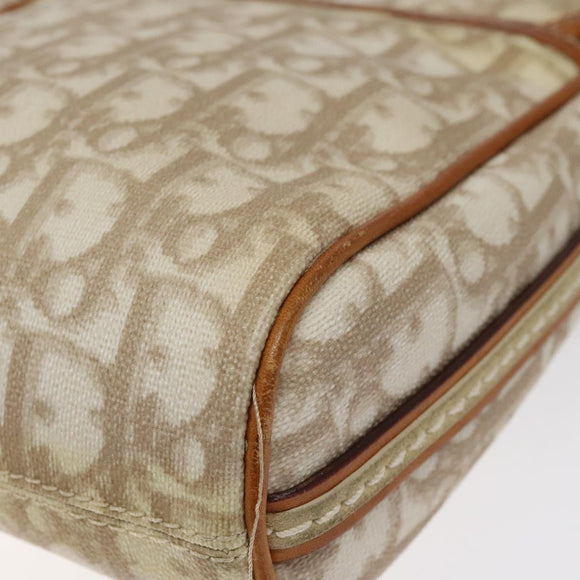 Christian Dior Trotter Canvas Romantic Bag PVC Beige Silver Auth 126372