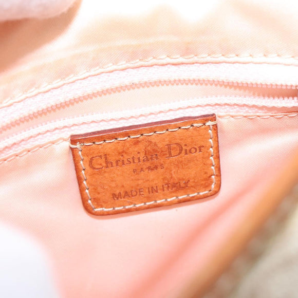 Christian Dior Trotter Canvas Romantic Bag PVC Beige Silver Auth 126372