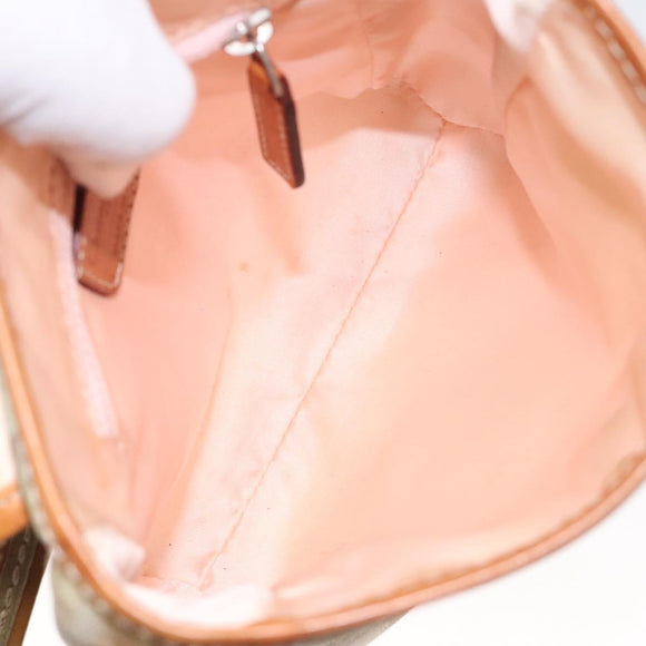 Christian Dior Trotter Canvas Romantic Bag PVC Beige Silver Auth 126372