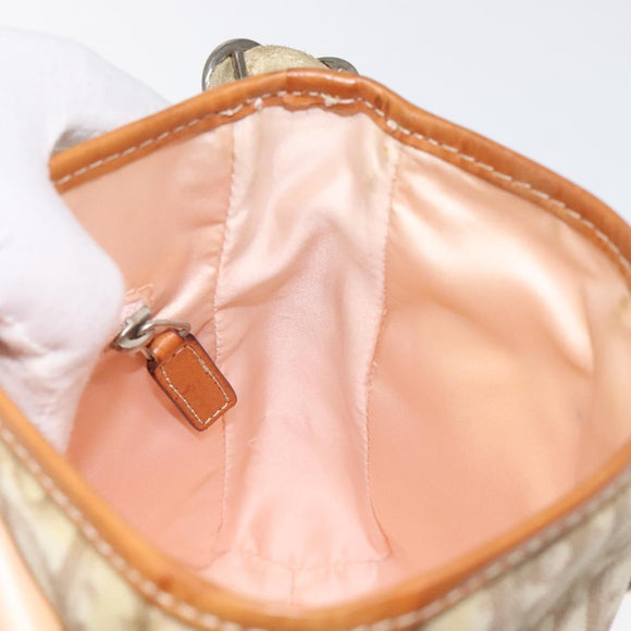 Christian Dior Trotter Canvas Romantic Bag PVC Beige Silver Auth 126372