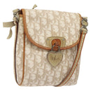 Christian Dior Trotter Canvas Romantic Bag PVC Beige Silver Auth 126372-1