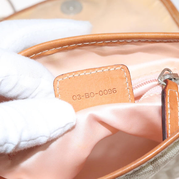 Christian Dior Trotter Canvas Romantic Bag PVC Beige Silver Auth 126372