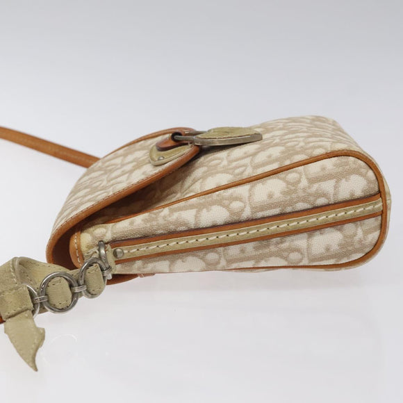 Christian Dior Trotter Canvas Romantic Bag PVC Beige Silver Auth 126372