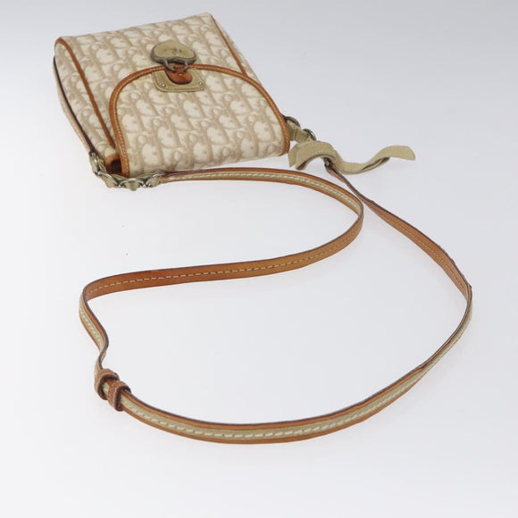 Christian Dior Trotter Canvas Romantic Bag PVC Beige Silver Auth 126372A