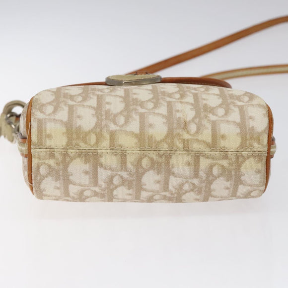 Christian Dior Trotter Canvas Romantic Bag PVC Beige Silver Auth 126372