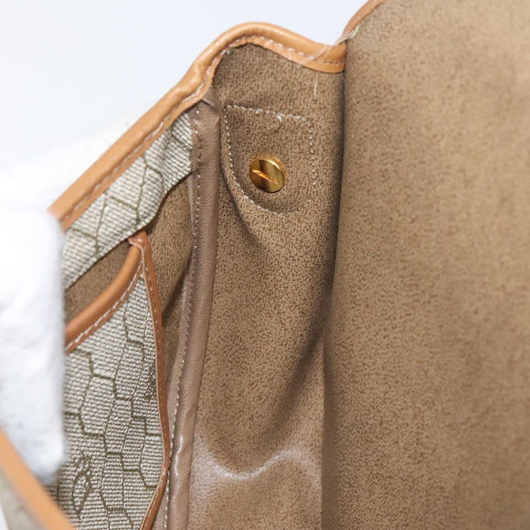 Christian Dior Honeycomb Canvas Shoulder Bag PVC Beige Gold Auth 126373