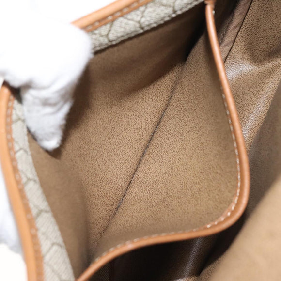 Christian Dior Honeycomb Canvas Shoulder Bag PVC Beige Gold Auth 126373