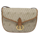 Christian Dior Honeycomb Canvas Shoulder Bag PVC Beige Gold Auth 126373-13